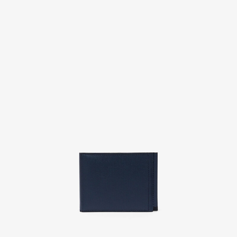 Grip 6cc wallet with botton - Dark Blue - Pavè calf leather - Valextra - 3
