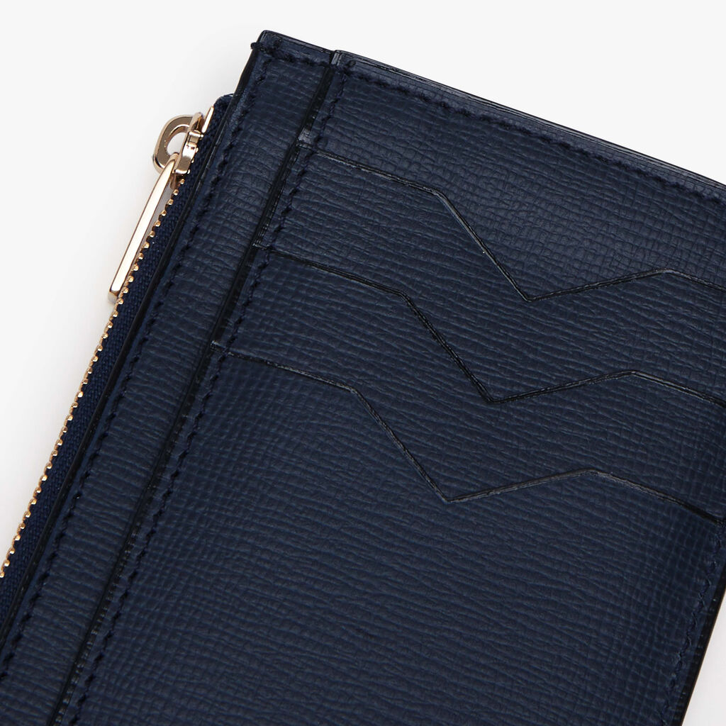 Card Holder 3CC with Zip - Dark Blue - Cuoio VL - Valextra - 3