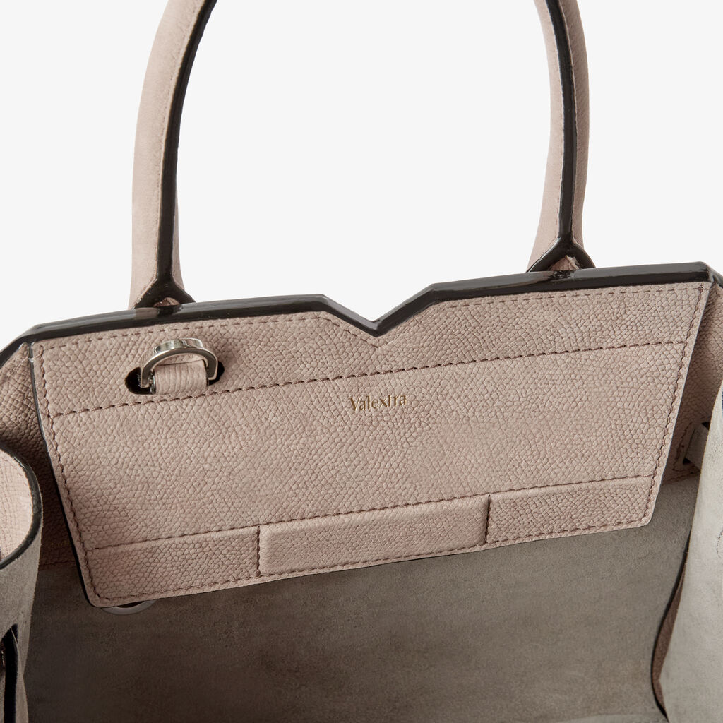 Borsa a Due Manici Milano Senso Mini - Rosa Nude - Pelle Millepunte Nabuk Senso - Valextra - 5