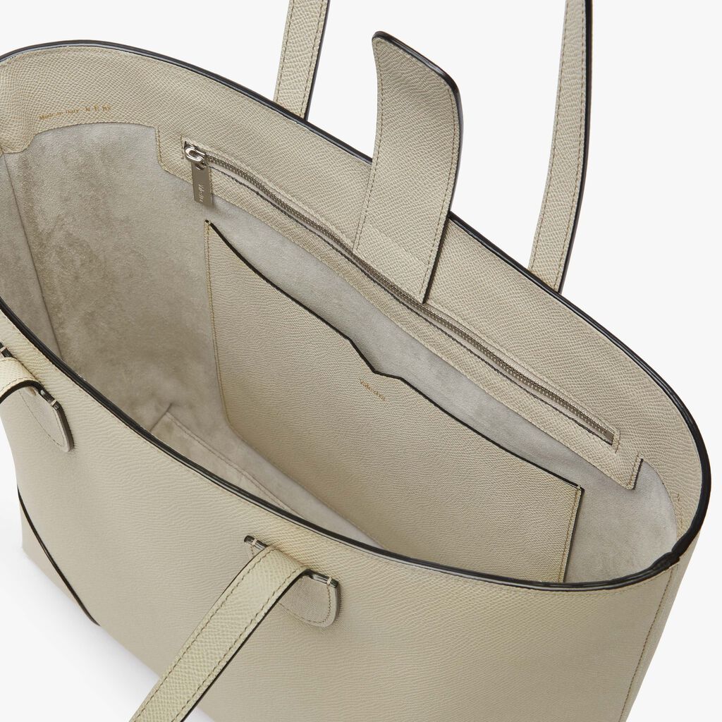Babila Tote Medium Bag - Linen Grey - Vitello Millepunte Soft - Valextra - 3