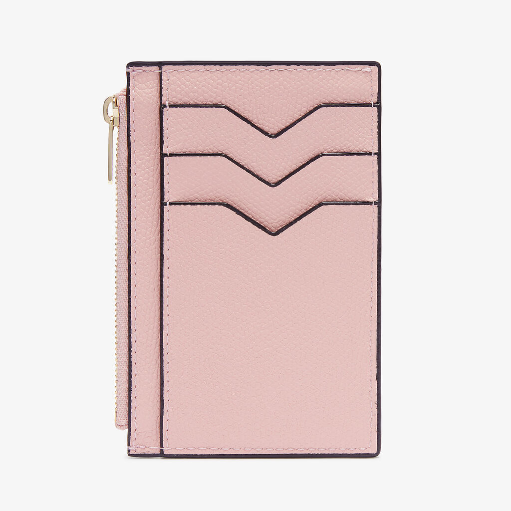 Card Holder 3CC with Zip - Peony Pink - Vitello VS - Valextra - 5