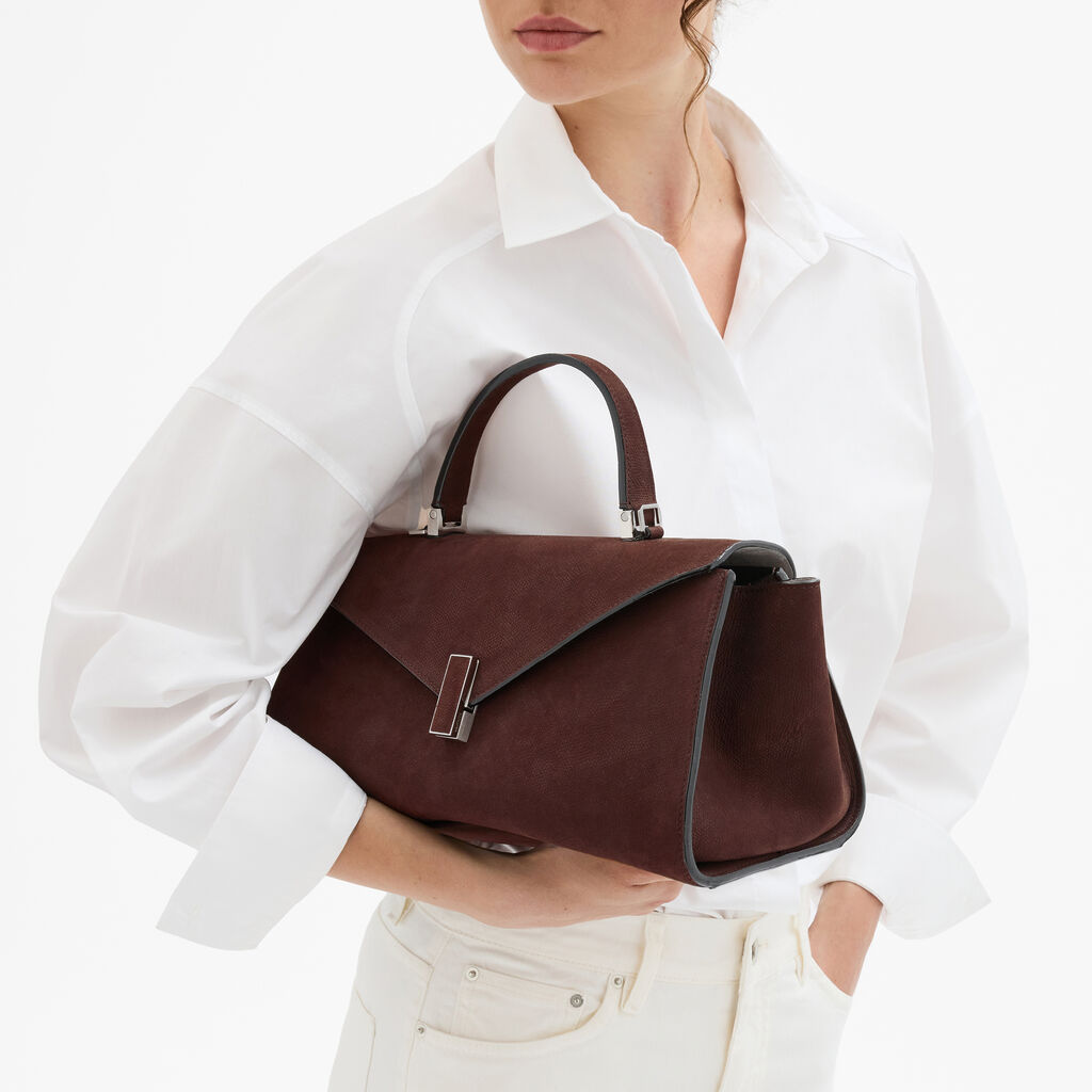 Iside Editor Senso Top Handle Medium Bag - Chocolate Brown - Millepunte Nubuk Senso Leather - Valextra - 2