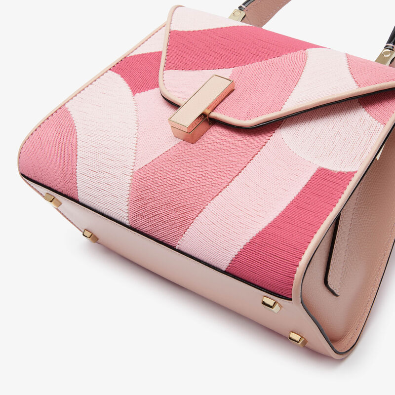 Iside Patchwork Top Handle Mini Bag - Peony Pink/Pink Color Mix - Millepunte calf leather - Valextra - 5