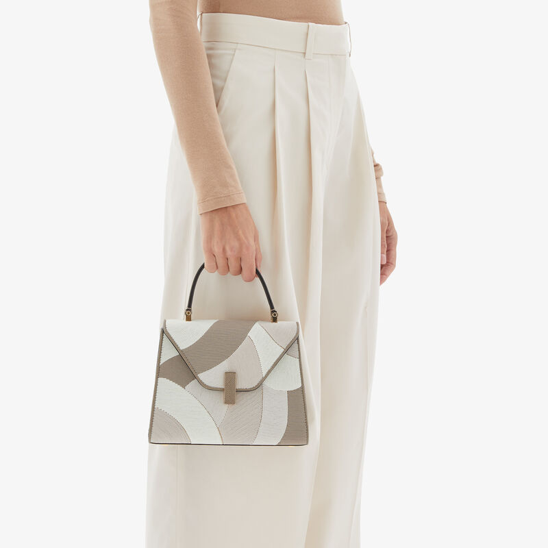 Iside Patchwork Top Handle Mini Bag - Oyster Brown/Beige Color Mix - Millepunte calf leather - Valextra - 2