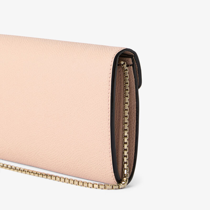 Iside continental purse with chain - Bonne Mine Pink - Millepunte calf leather - Valextra - 4