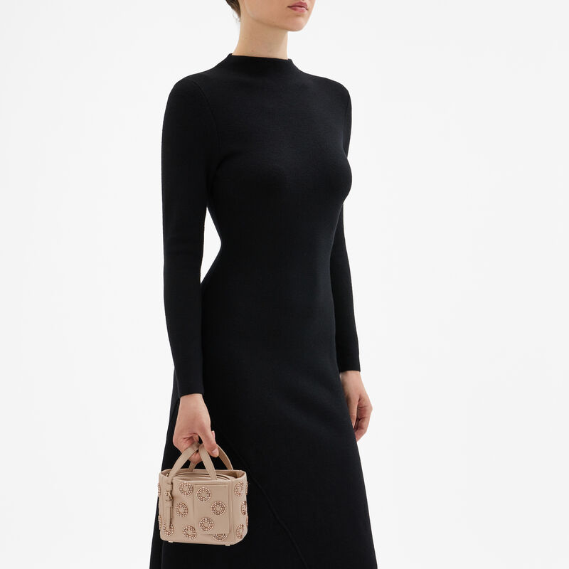 Soft Fizz Bucket Nano Bag - Sahara Brown - Raso ricamo Girelle - Valextra - 2