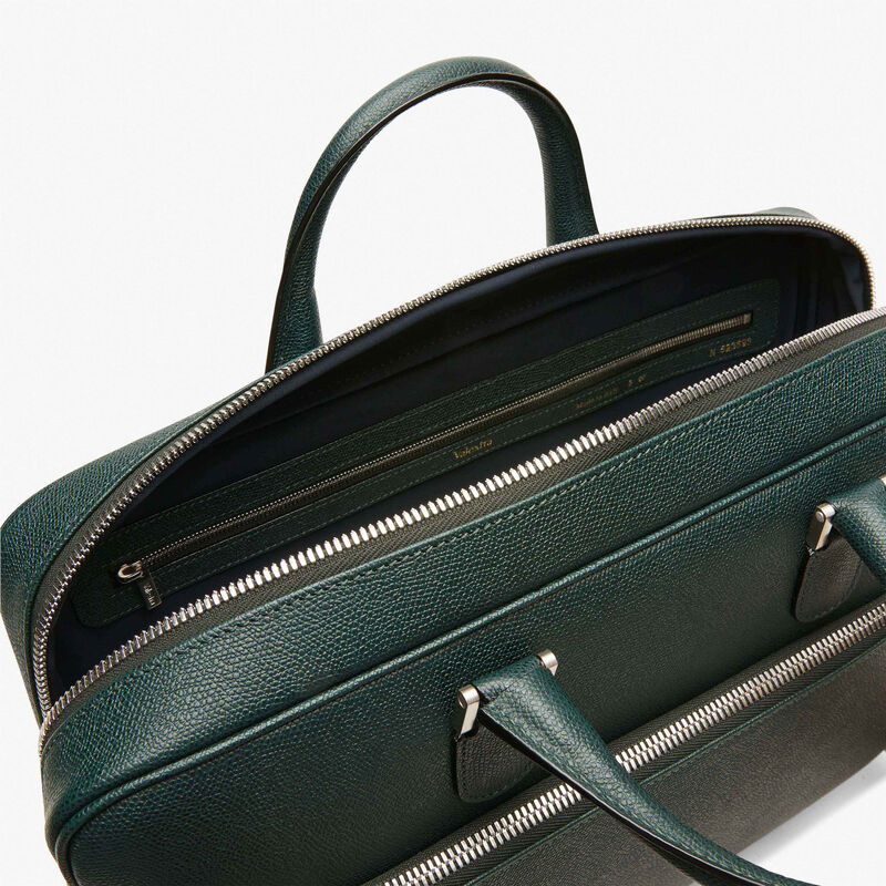Avietta Briefcase with Zip 24h - Valextra Green - Millepunte calf leather - Valextra - 2