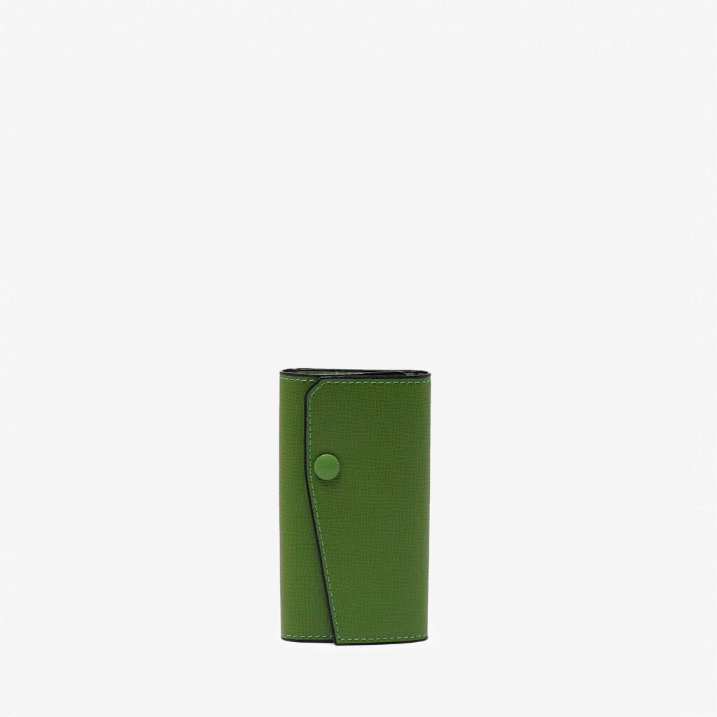 Key Holder 6 Hooks With Button - Grass Green - Cuoio VL - Valextra - 1