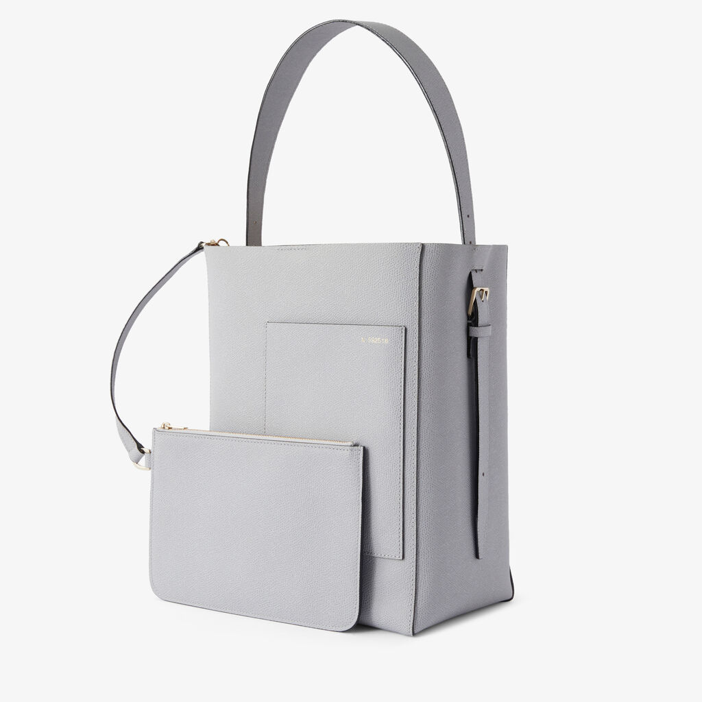 Soft Bucket Medium Bag - Stone Grey - Vitello VS - Valextra - 2