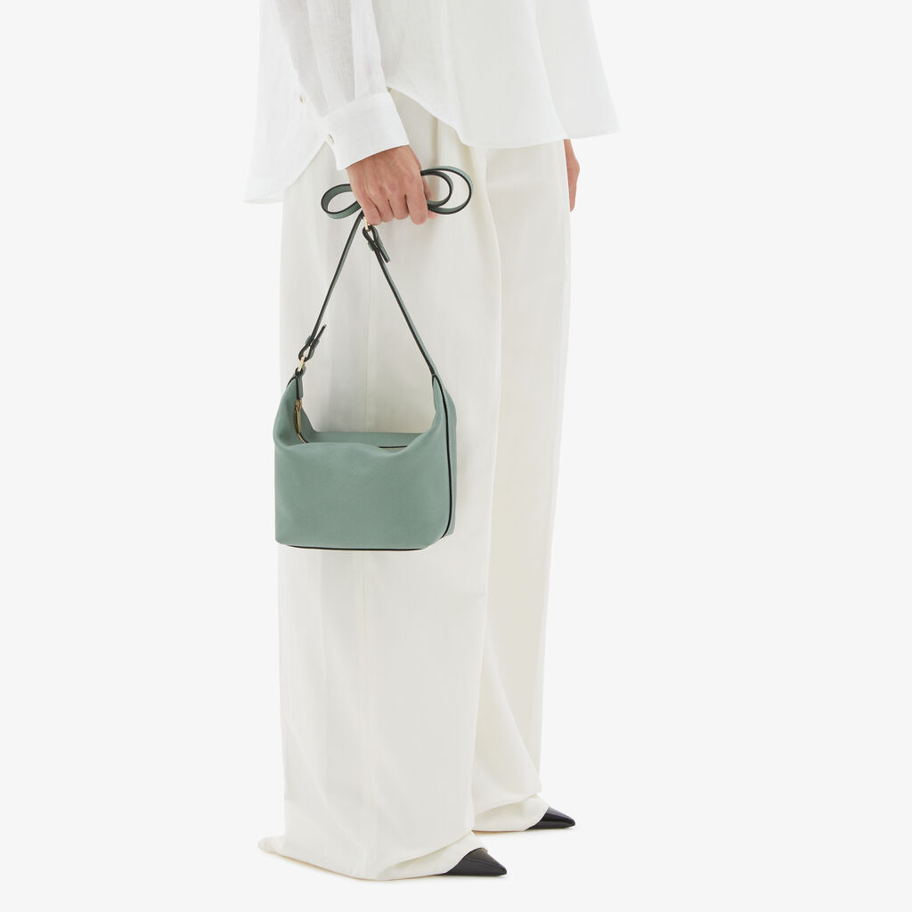 Mochi Top Handle Mini Bag - Eucalyptus Green - Vitello Millepunte Soft - Valextra - 2
