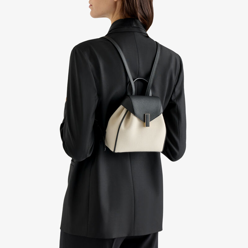 Iside Textured Canvas Backpack Mini -  - Canvas Eutolbat/Vitello Millepunte Soft - Valextra - 2