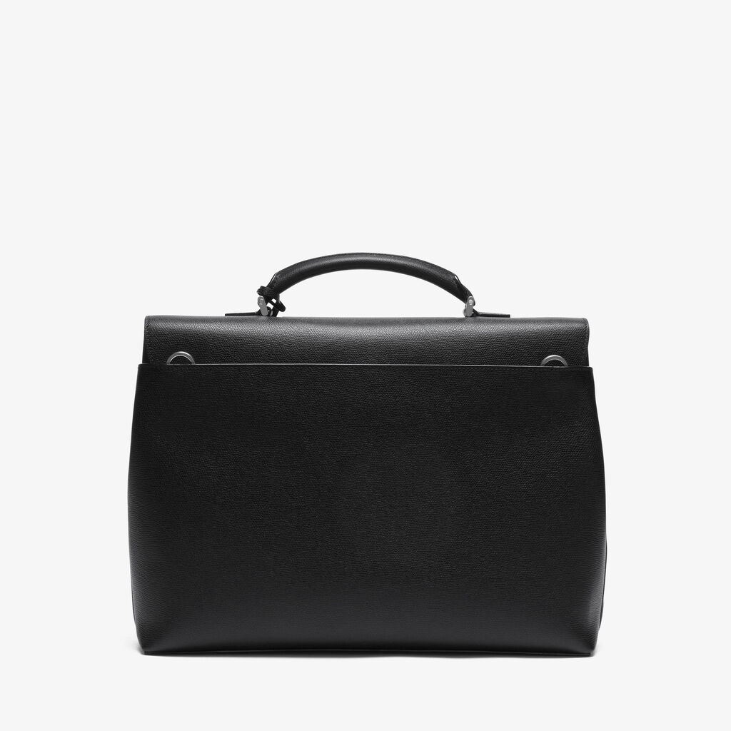 Avietta Briefcase with Flap 24h - Black - Vitello VS - Valextra - 6