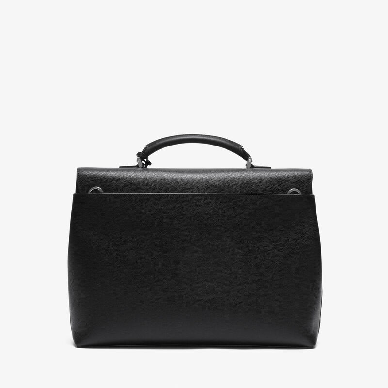 Avietta Briefcase with Flap 24h - Black - Millepunte calf leather - Valextra - 6