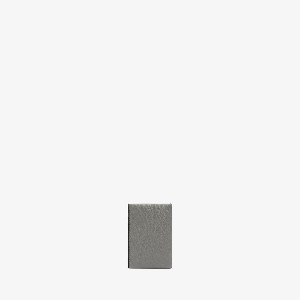 Card Case with Button - Cement Grey/Black - Vitello VS - Valextra - 3
