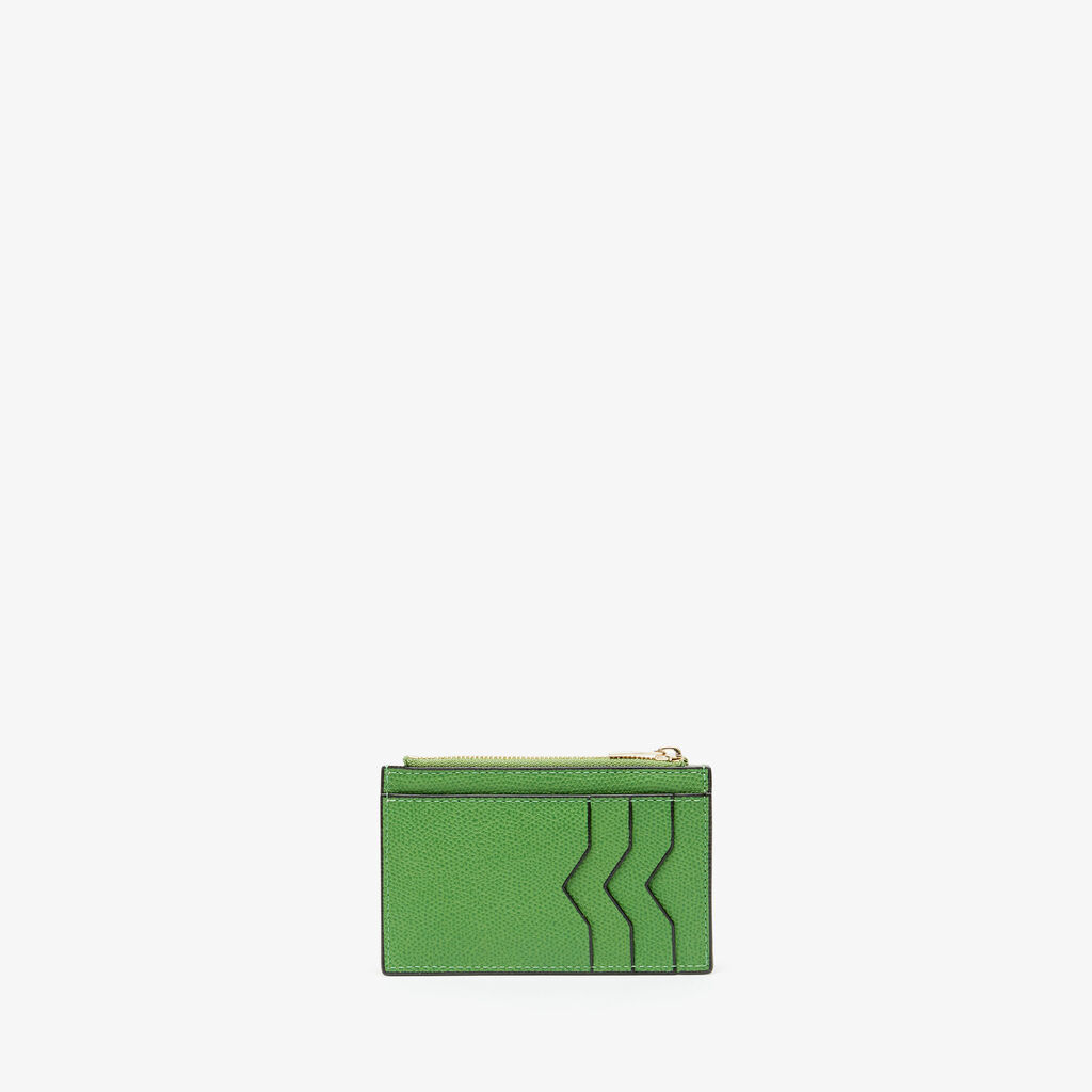 Card Holder 3CC with Zip - Grass Green - Vitello VS - Valextra - 1