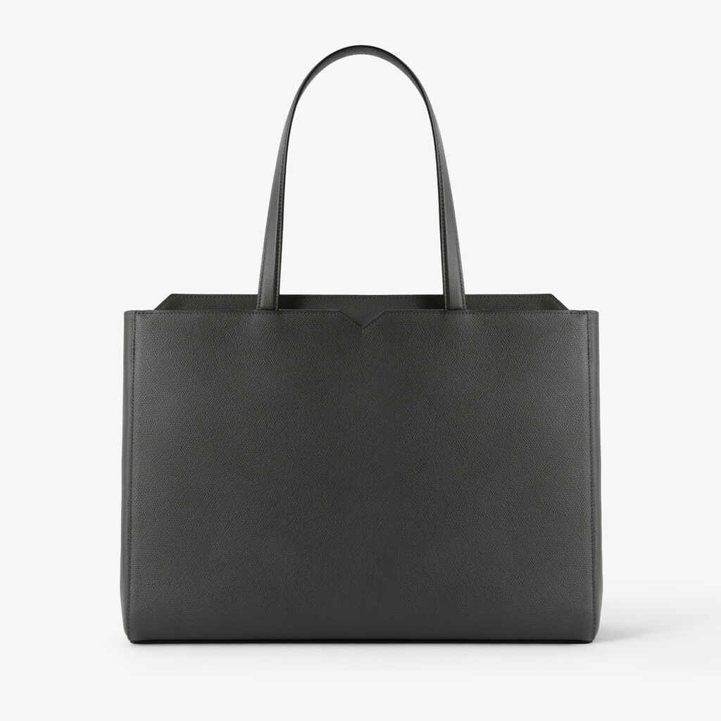 V-line Horizontal Shopping Bag - Smokey Grey - Vitello VS - Valextra - 1