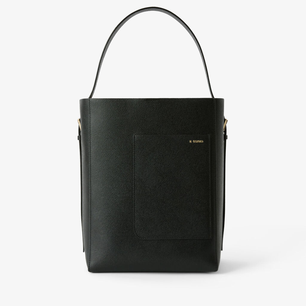 Soft Bucket Medium Bag - Black - Vitello VS - Valextra - 1
