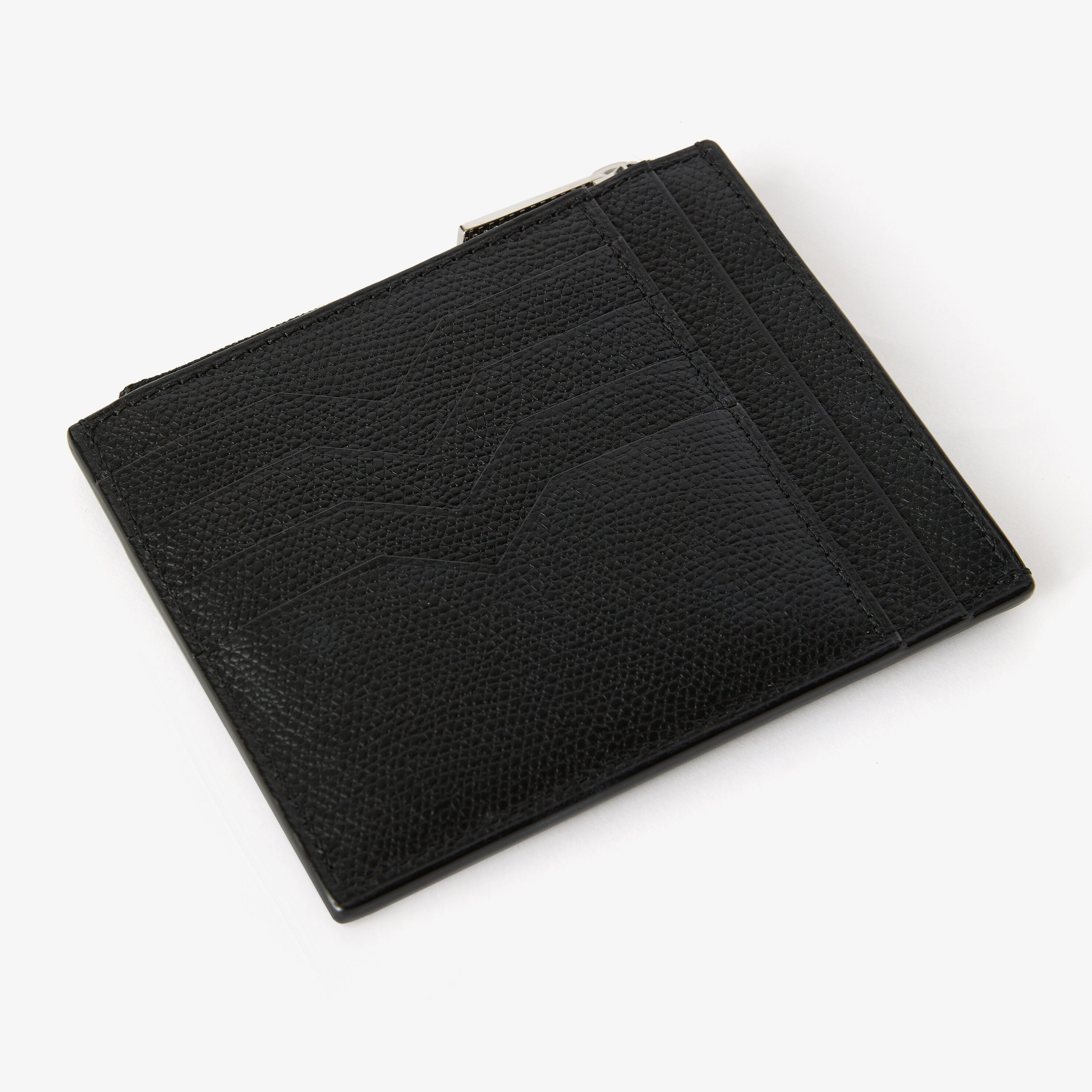 Black Grained Leather Luxury Card Holder 8CC with Zip | Valextra
