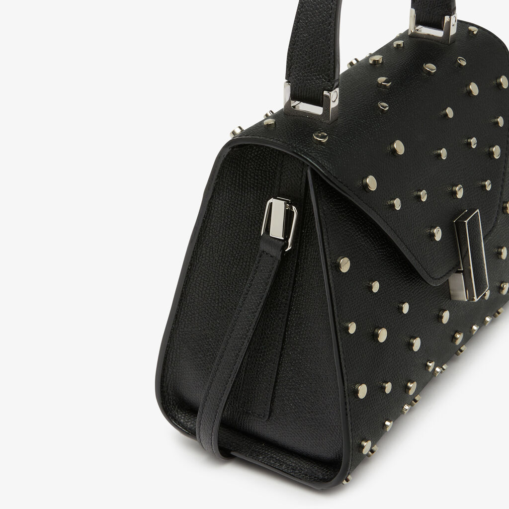 Iside Cosmo Top Handle Mini Bag - Black - Vitello VS-Borchie - Valextra - 5