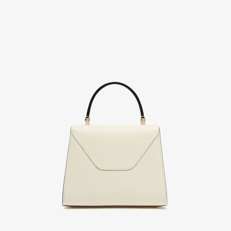Iside Intarsia Pebble Top Handle Mini Bag - Pergamena White/Black - Millepunte calf leather - Valextra - 6