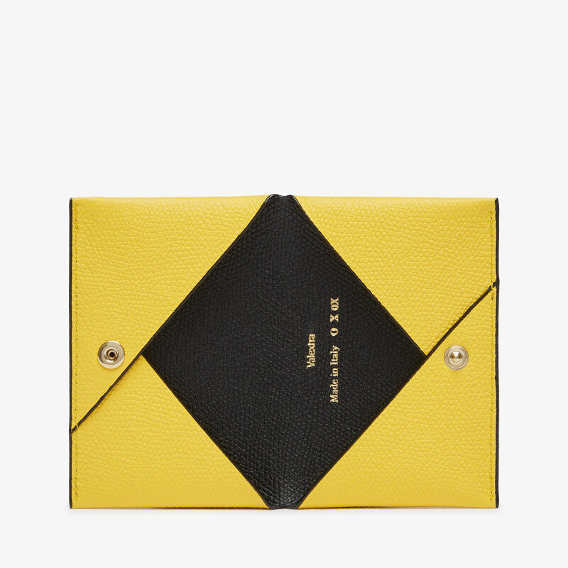 Card Case with Button - Yellow/Black - Millepunte calf leather - Valextra - 4
