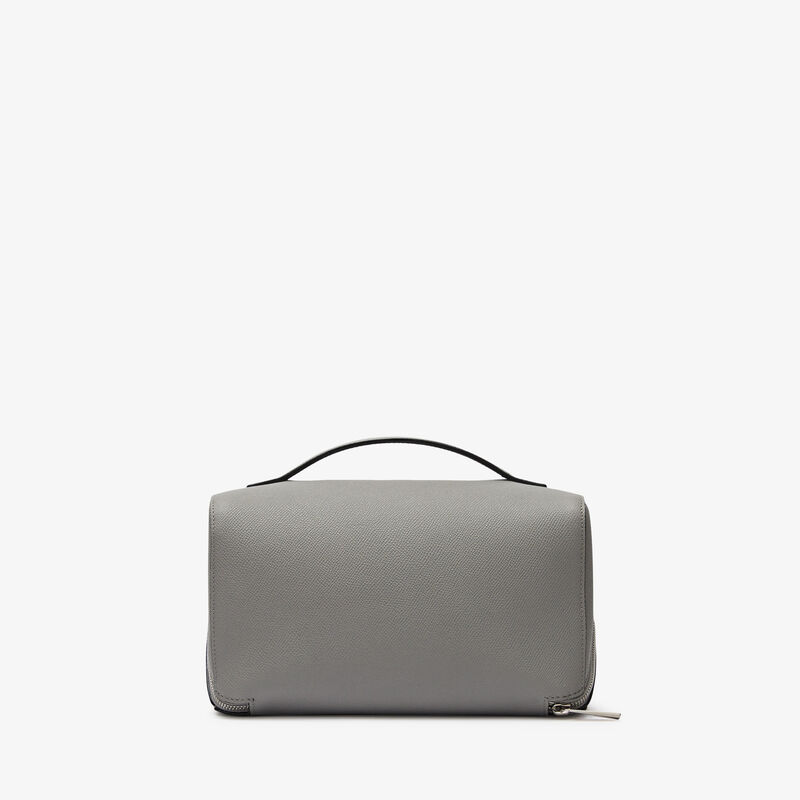 V-line Wash Bag - Cement Grey - Millepunte Soft calf leather - Valextra - 4
