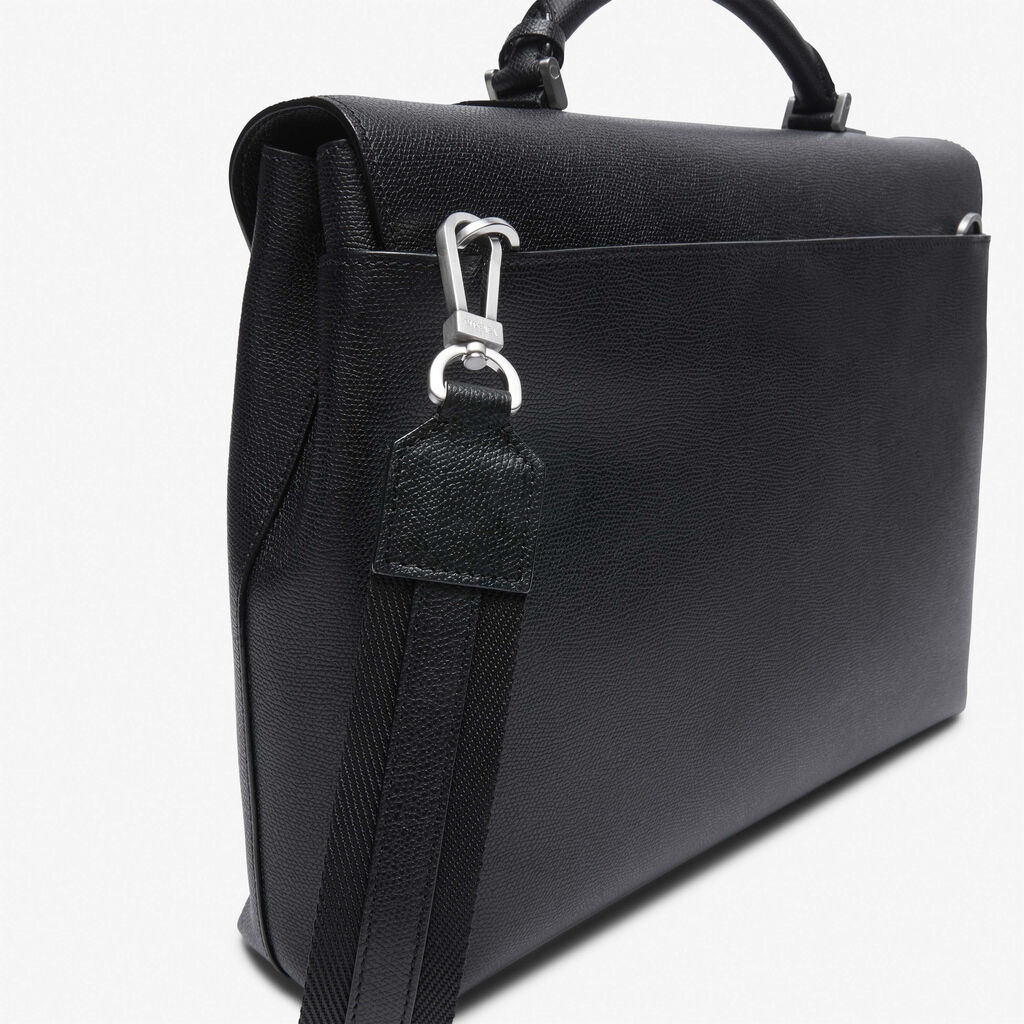 Avietta Briefcase with Flap 24h - Black - Vitello VS - Valextra - 5