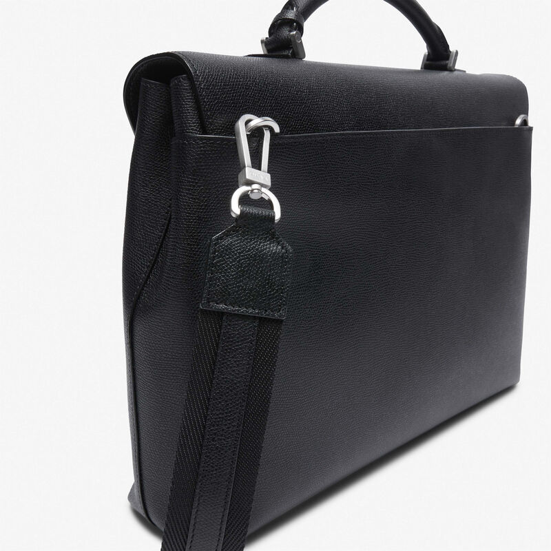 Avietta Briefcase with Flap 24h - Black - Millepunte calf leather - Valextra - 5