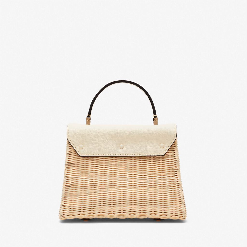 Iside Wicker Top Handle Medium Bag - Beige/Pergamena White - Midollino/Vitello VS - Valextra - 6