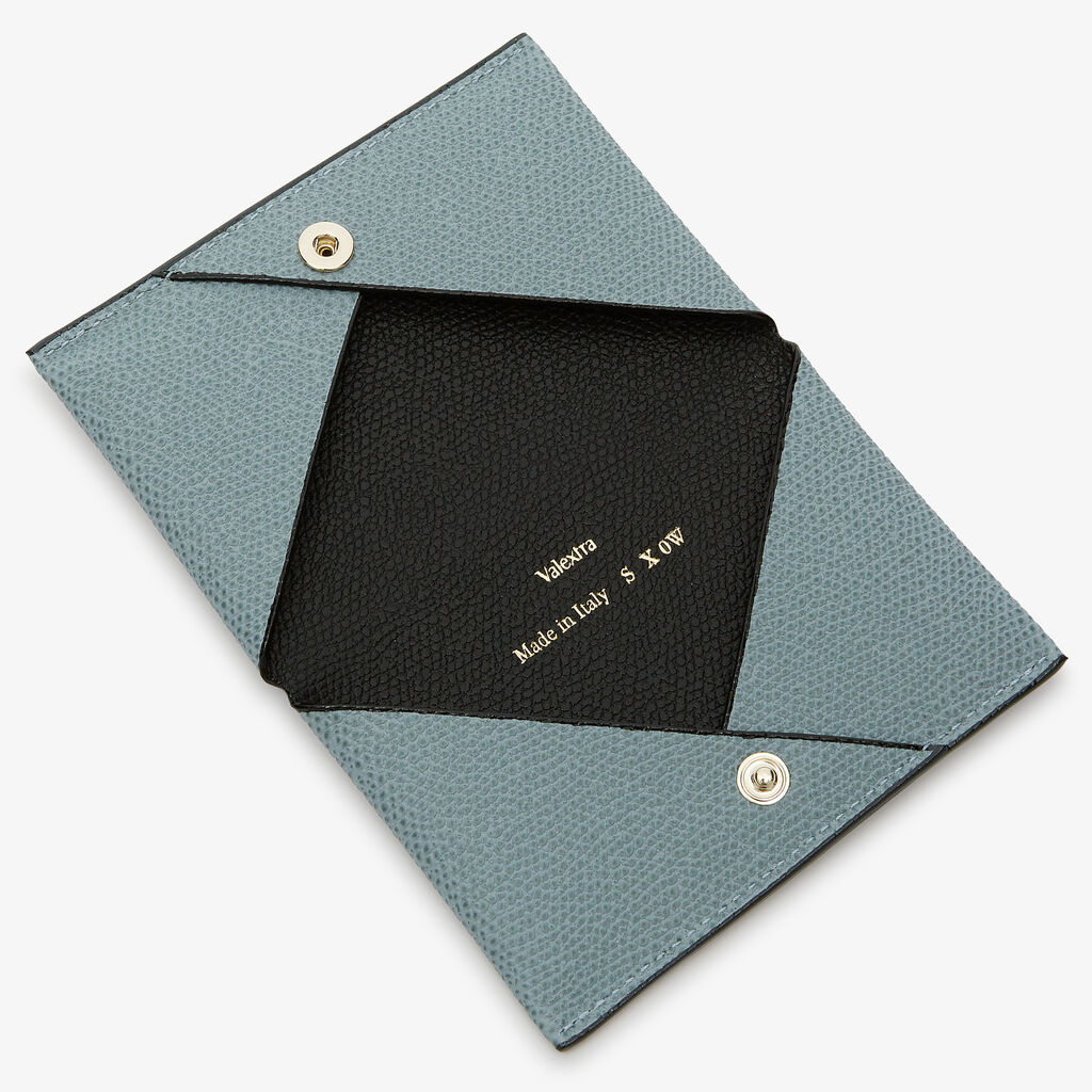 Card Case with Button - Dusty Blue/Black - Vitello VS - Valextra - 2