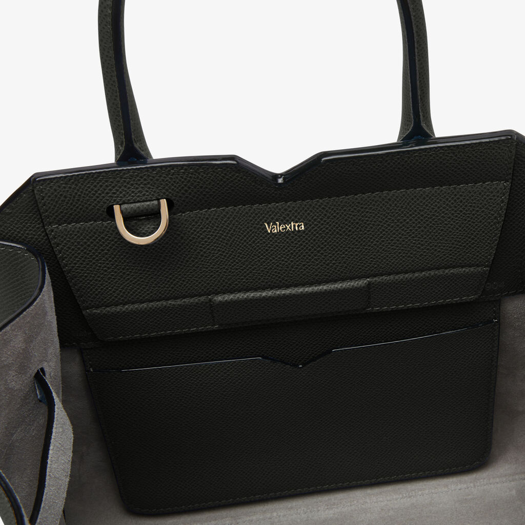 Borsa a due manici Milano Mini - Nero - Vitello Millepunte Soft - Valextra - 3