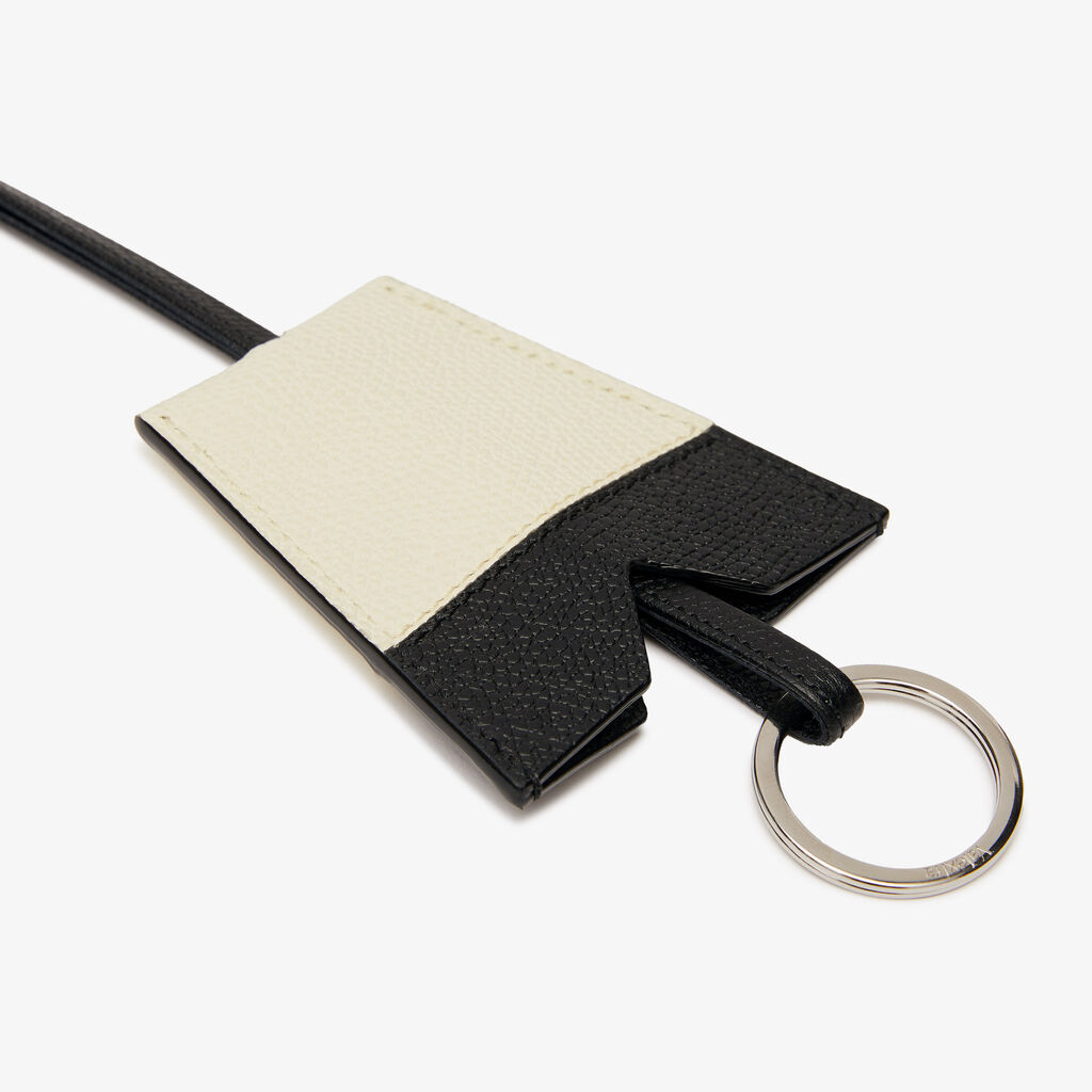 Key Holder with Lanyard - Pergamena White/Black - Vitello VS-Intarsio Doppio New - Valextra - 2