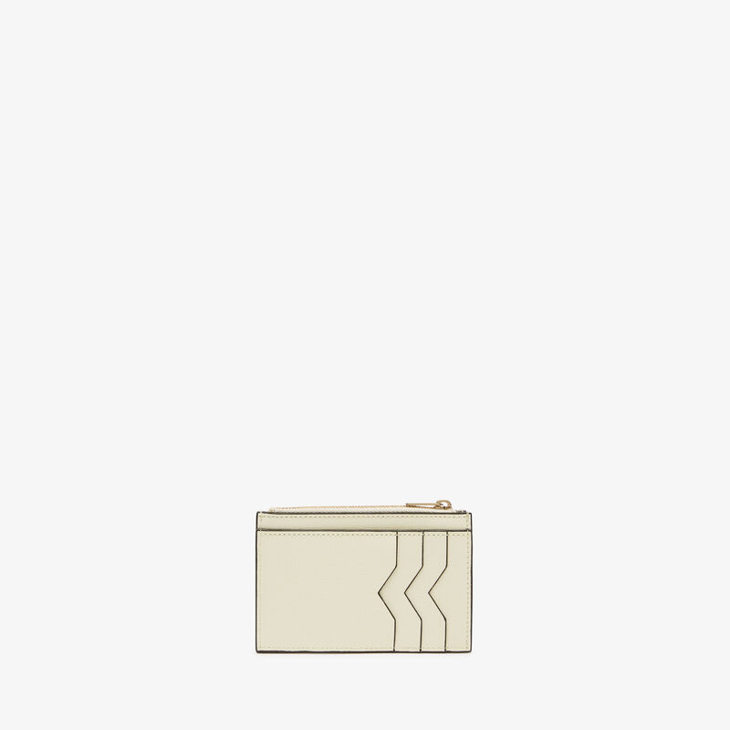 Card Holder 3CC with Zip - Pergamena White - Pavè calf leather - Valextra - 1