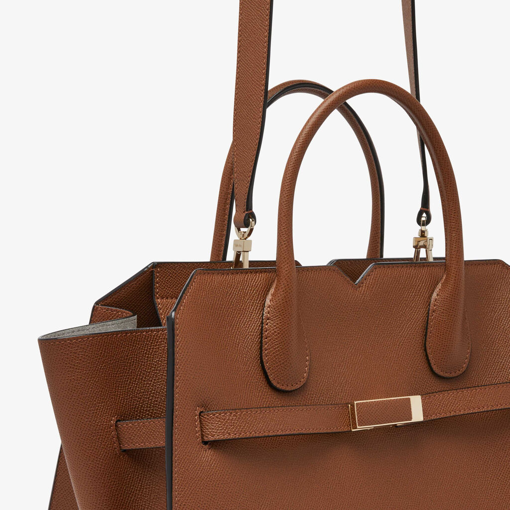 Milano Two Handles Medium Bag - Chocolate Brown - Vitello Millepunte Soft - Valextra - 6