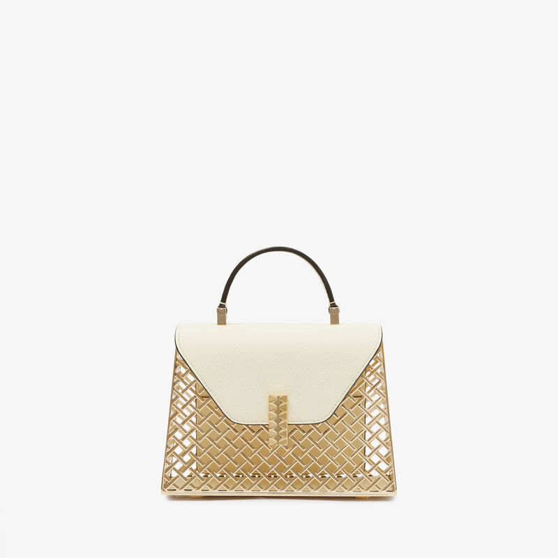 Iside Golden Mesh Top Handle Micro Bag - Pergamena White - Rete Metallica/Vitello VS - Valextra - 1
