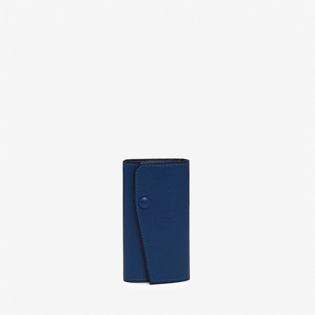 Key Holder 6 Hooks With Button - Royal Blue - Cuoio VL - Valextra - 1