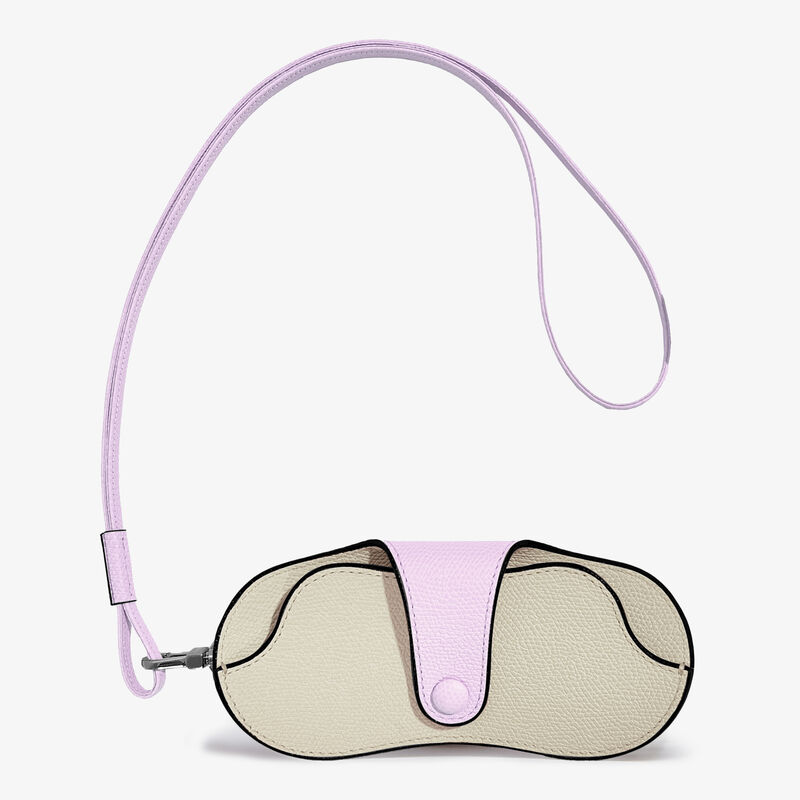 2 COLORS GLASSES HOLDER COLOR-BLOCK WITH STRAP CALF LEATHER VS PALLADIUM,WWPE,gallery