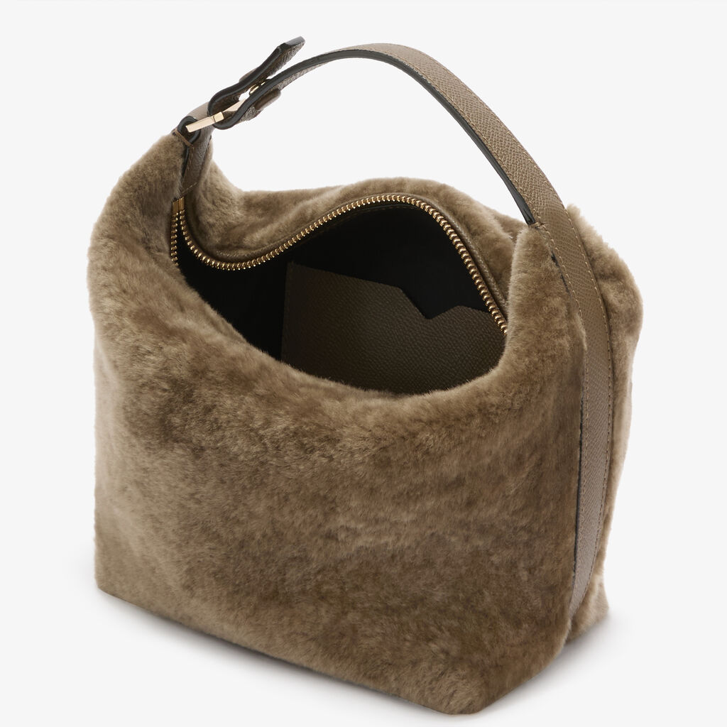 Mochi Shearling Top Handle Mini Bag -  - Montone Merinos/Vitello Millepunte Soft - Valextra - 2