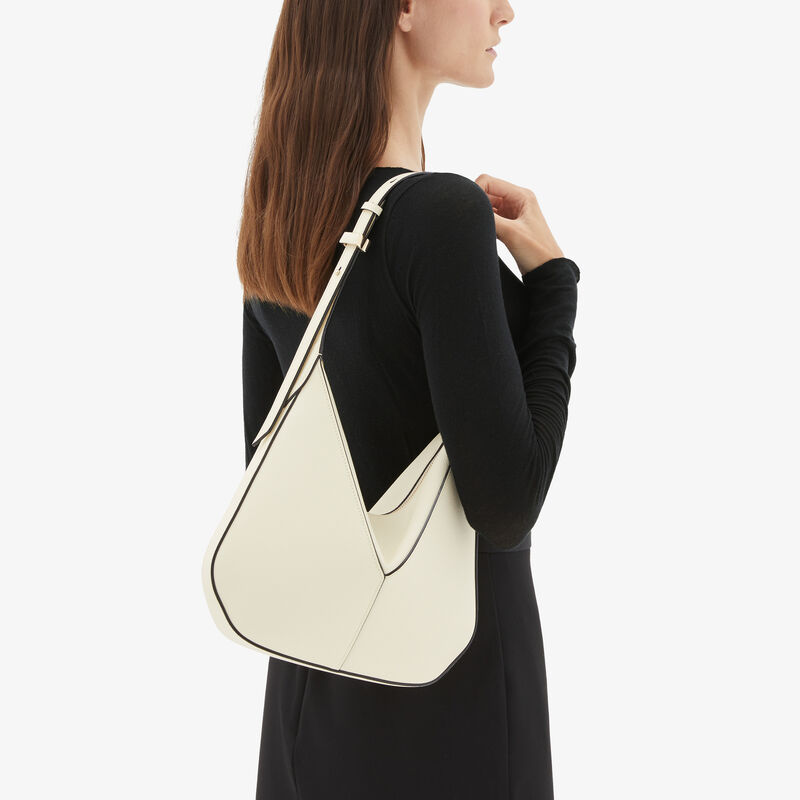 Vivi Hobo Mini Bag - Pergamena White - Millepunte Soft calf leather - Valextra - 2
