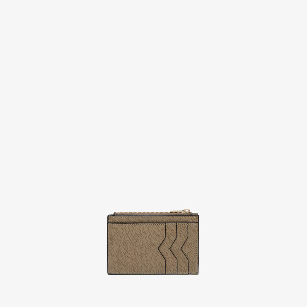 Card Holder 3CC with Zip - Oyster Brown - Vitello VS - Valextra - 1