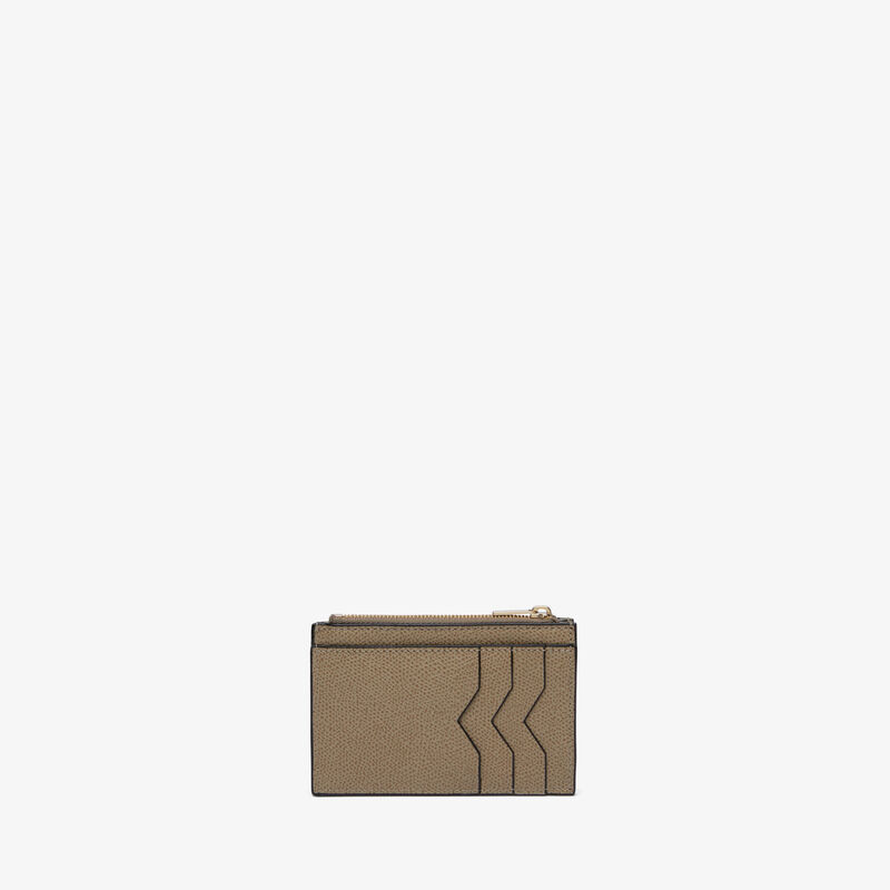 Card Holder 3CC with Zip - Oyster Brown - Millepunte calf leather - Valextra - 1