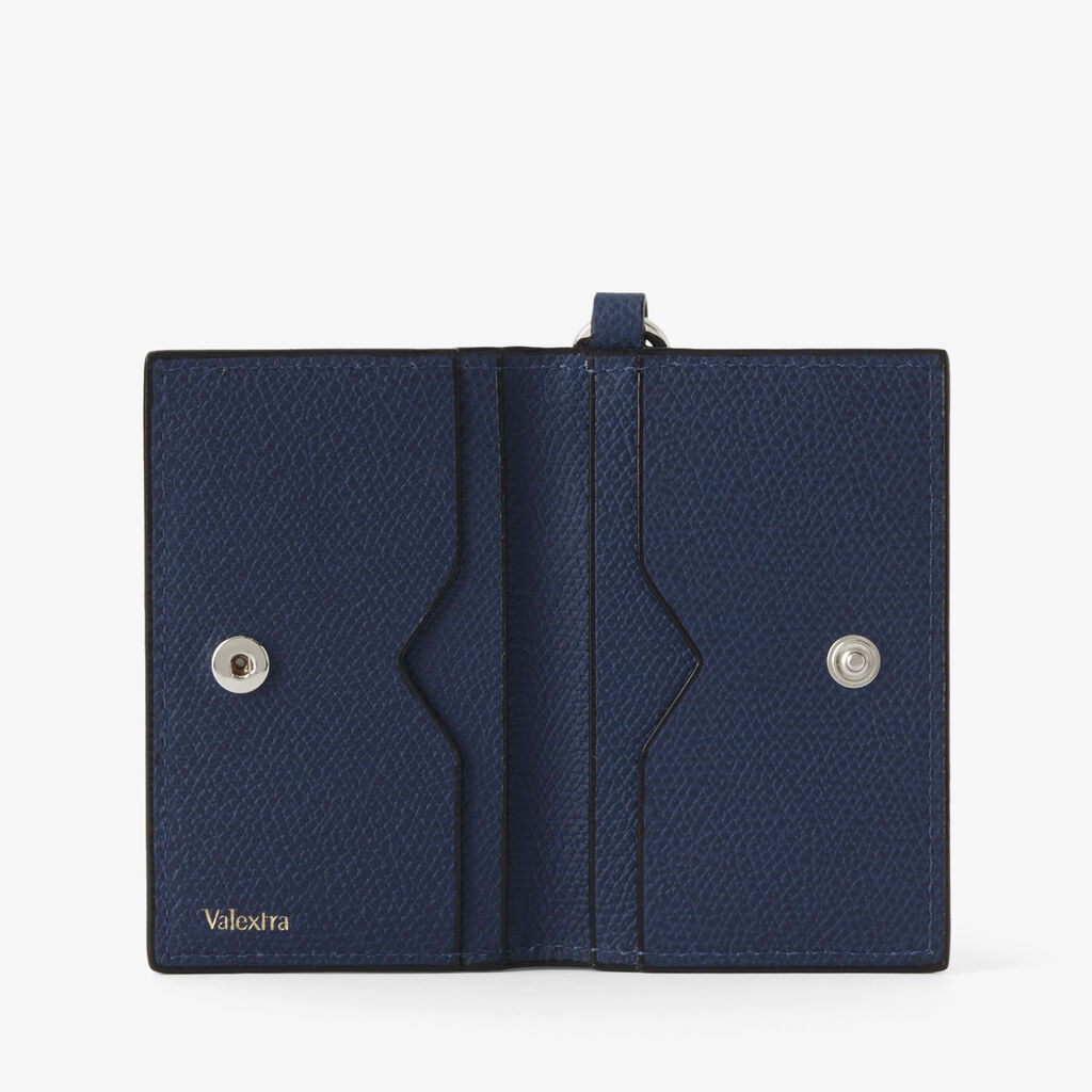 Card Holder with Lanyard - Sapphire Blue - Vitello VS - Valextra - 4