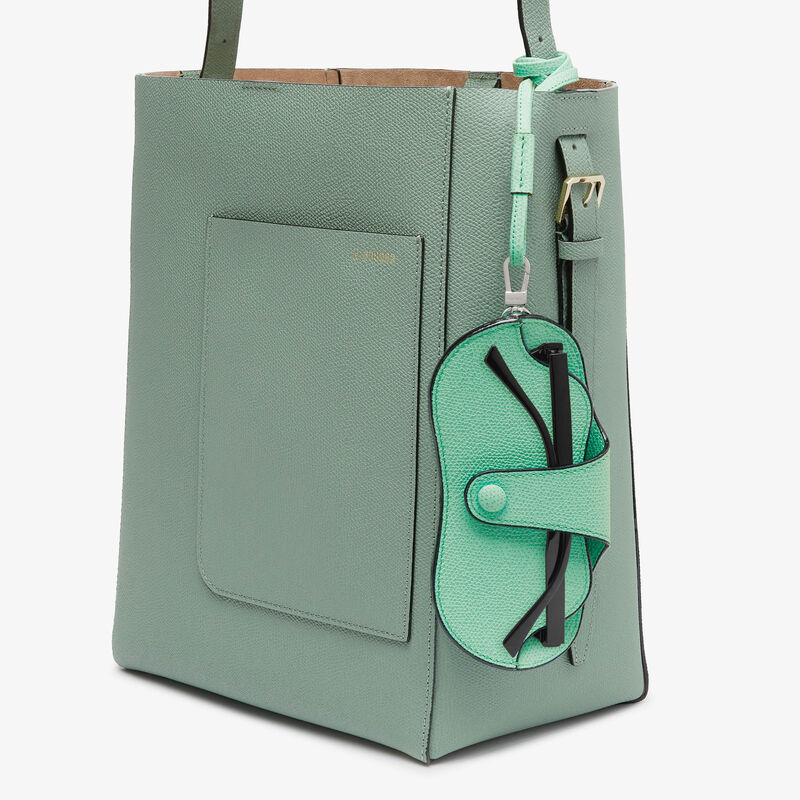 Glasses Case With Lanyard - Spearmint Green - Millepunte calf leather - Valextra - 3