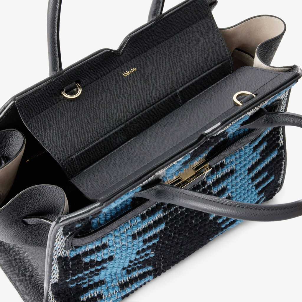 Milano Sunset Pibiones Two Handles Medium Bag - - Tessuto Pibiones Tramonto/Vitello Millepunte Soft - Valextra - 3