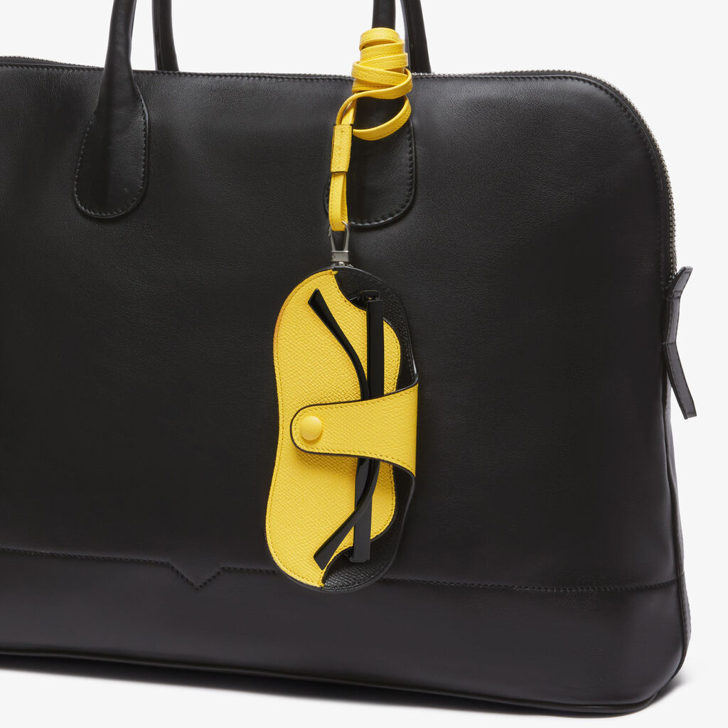 Glasses Case with Lanyard - Yellow/Black - Vitello VS - Valextra - 3