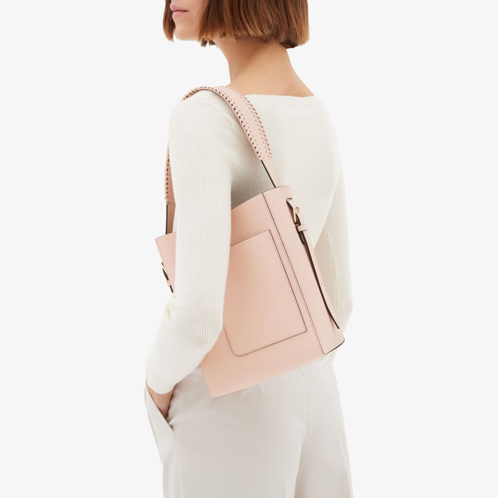 Soft Braided Bucket Mini Bag - Bonne Mine Pink - Vitello VS-Infilatura Punto Festone - Valextra - 2