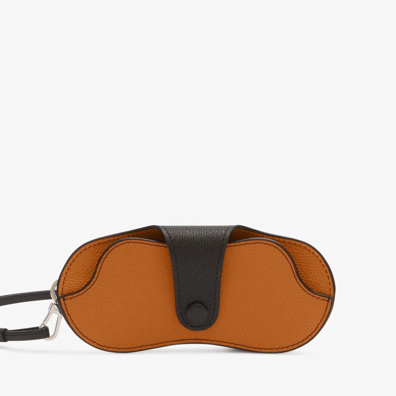 Glasses case with lanyard - Havana Brown/Black - Millepunte calf leather - Valextra - 5