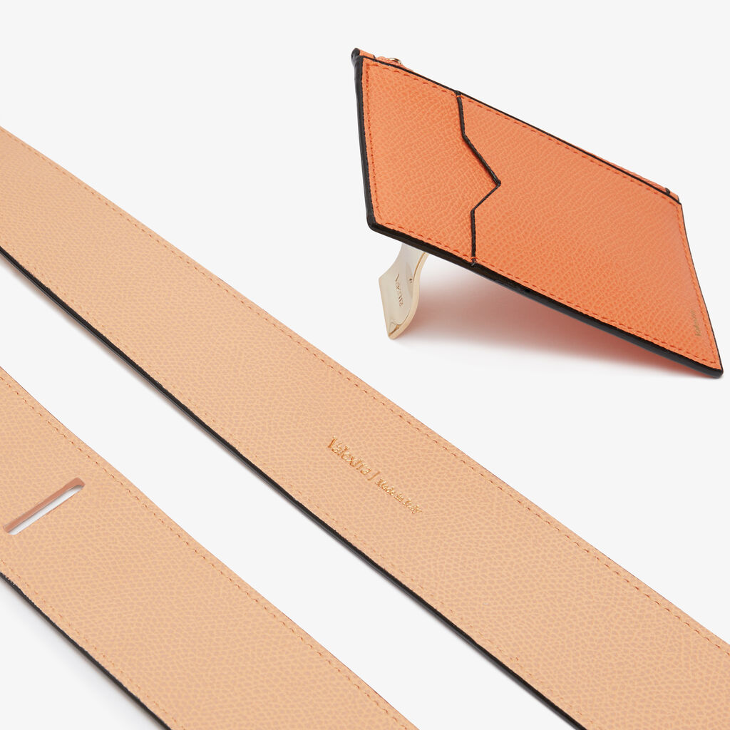 Shoulder Strap with Card Holder - Powder Pink/Peach Orange - Vitello VS - Valextra - 4
