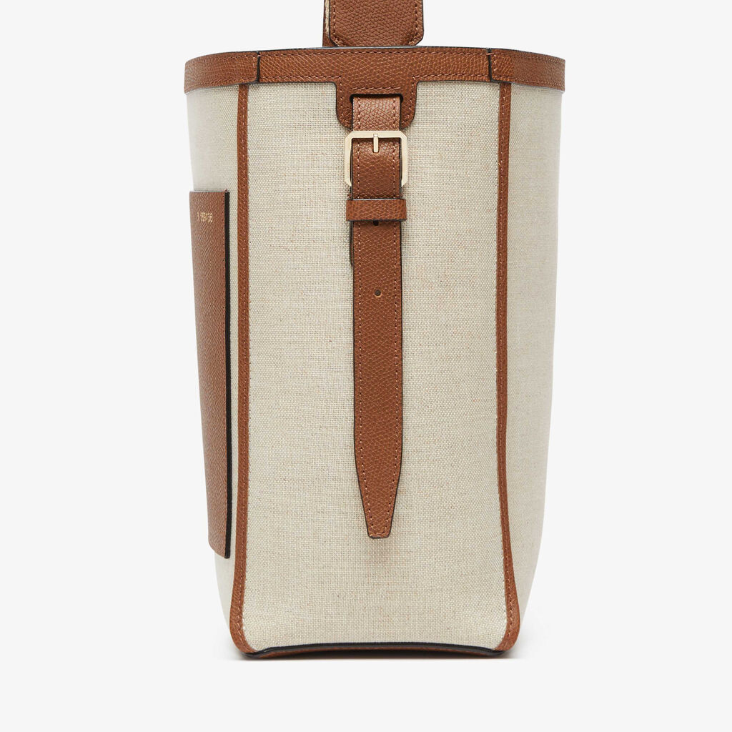 Soft Canvas Bucket Mini Bag - Sand/Chocolate Brown/Camel Brown/Cashmere Beige - Tessuto Canvas/VS - Valextra - 4
