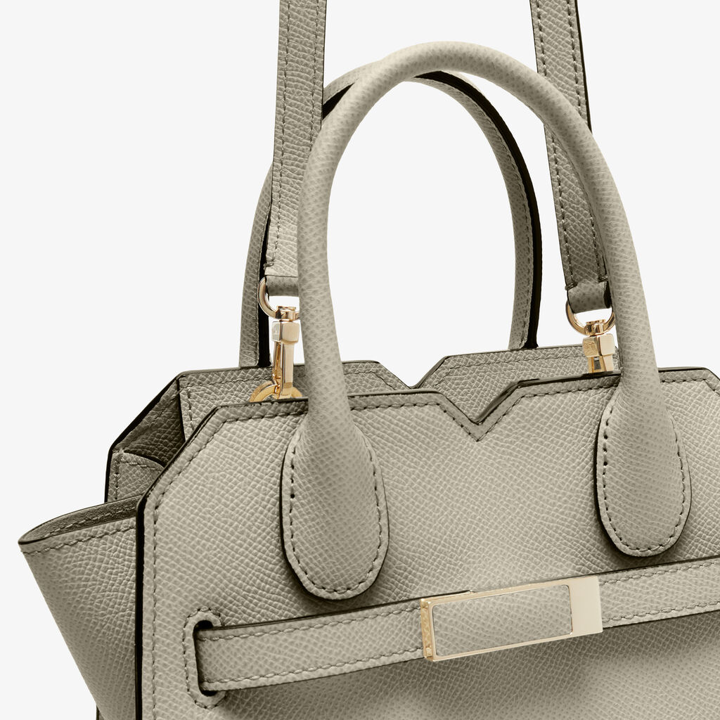 Milano Crossbody Micro Bag - Linen Grey - Vitello Millepunte Soft - Valextra - 5